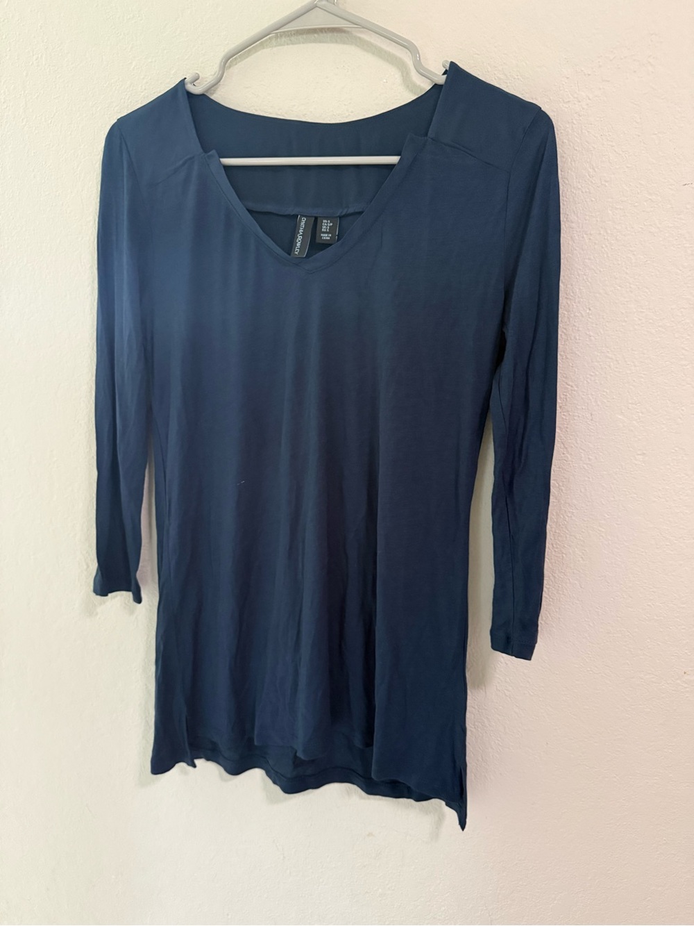 Cynthia Rowley Silk Blend Navy 3/4 Sleeve Tunic Top Size Small NWT